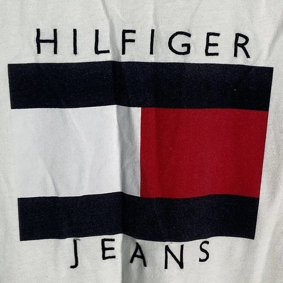 Tommy Hilfiger White Embroidered Flag Sweatshirt Mens Large - Picture 3 of 5